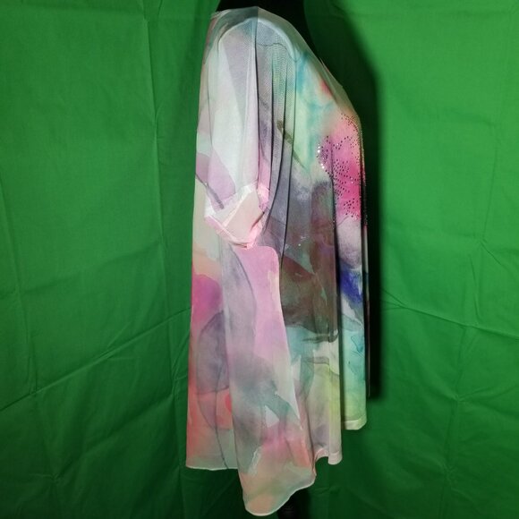 Avenue Tunic Blouse Womens Plus Size 14/16 Pastel Colors Jewels Floral Lined - Picture 2 of 7